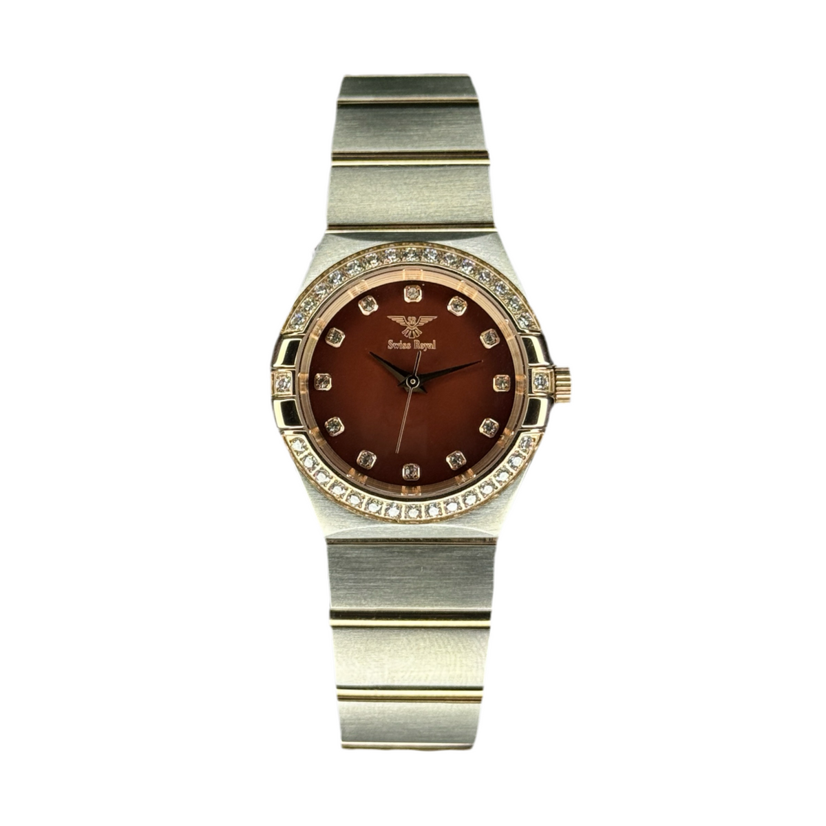 Galaxy - Silver Rose Gold Case With Brown Dial (Crystal Bezel)