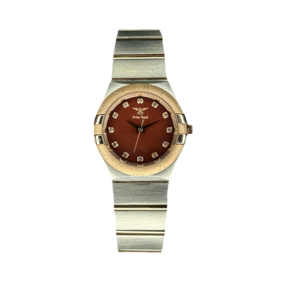 Galaxy - Silver Rose Gold Case With Brown Dial