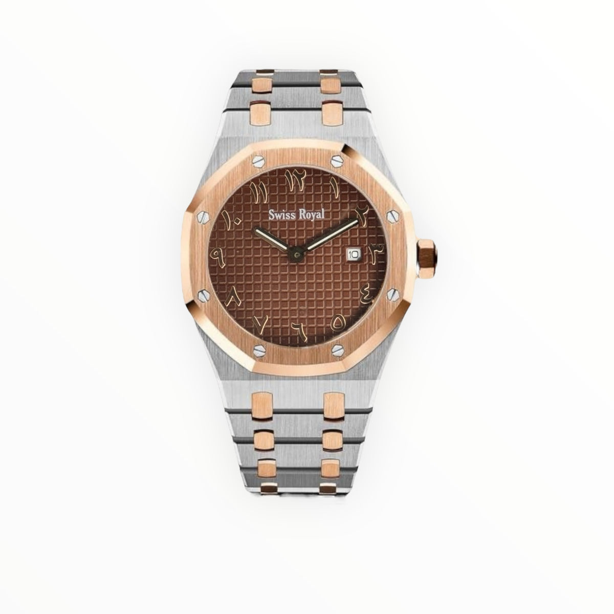 Signature - Silver Rose Gold Case With Brown Arabic Dial