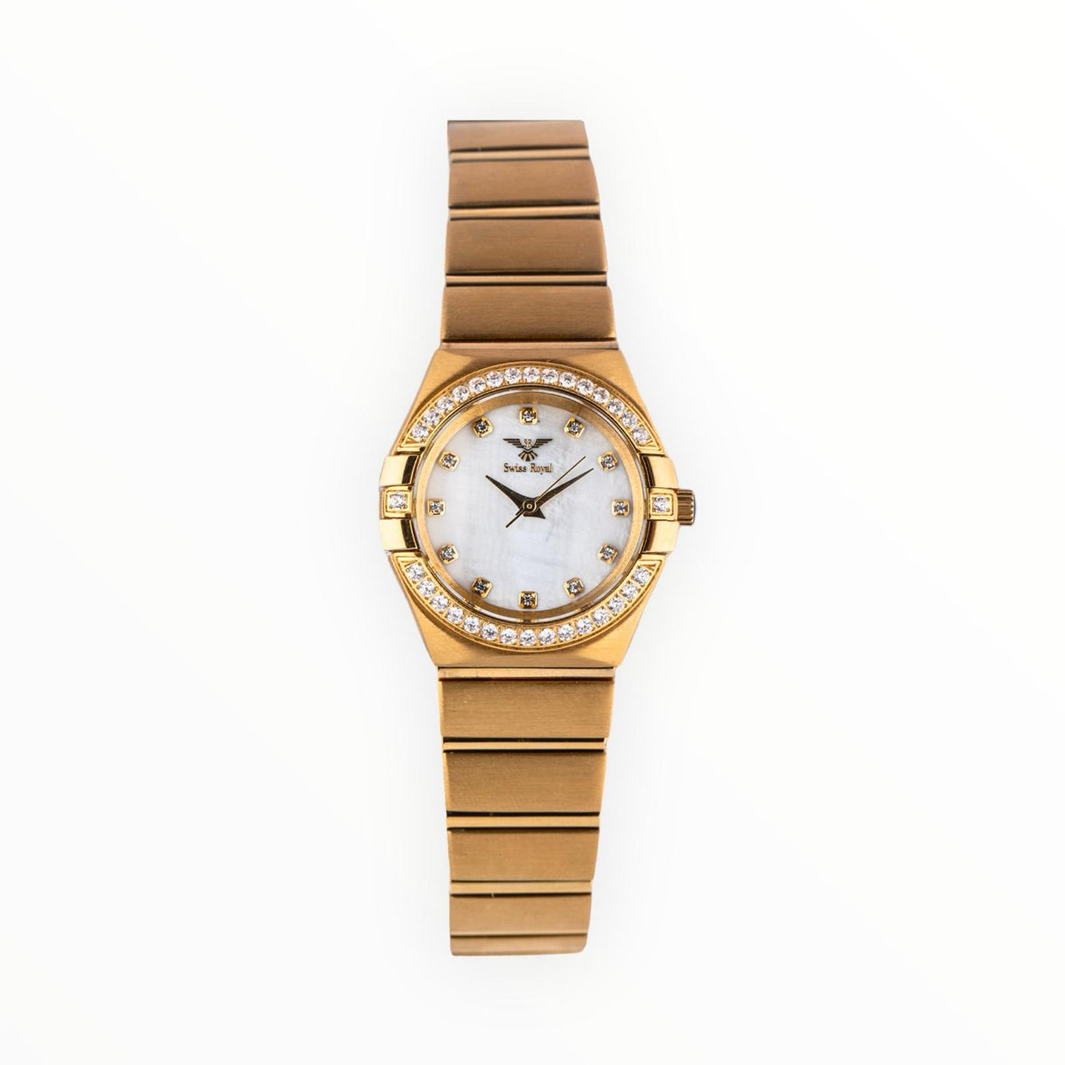 Galaxy - Gold Case with Pearl White Dial (Crystal Bezel)
