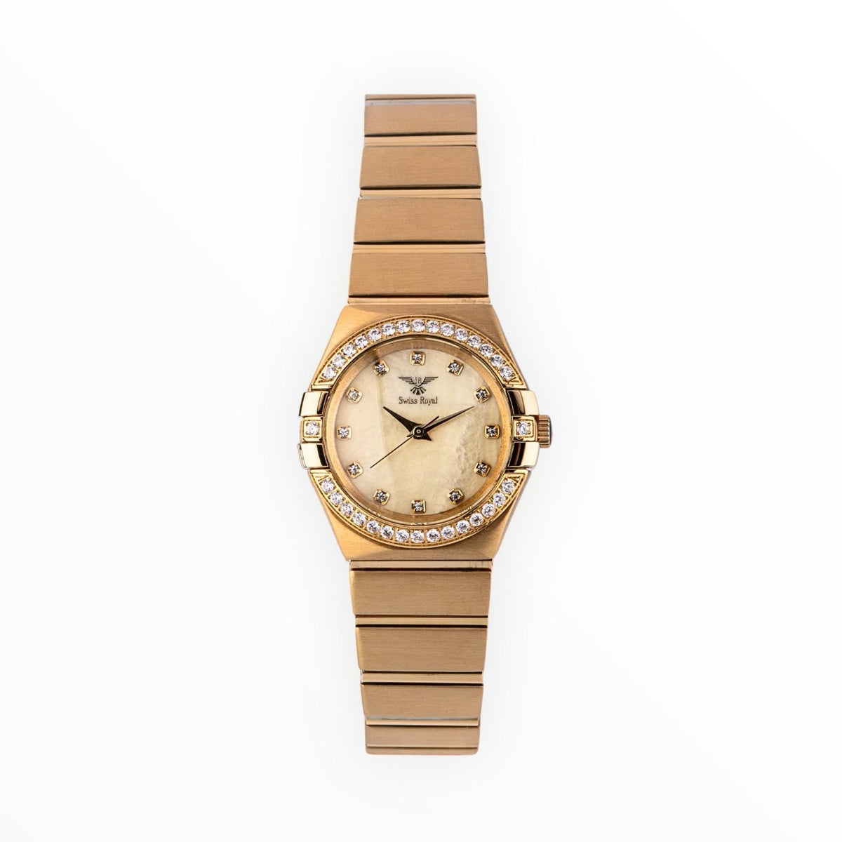 Galaxy - Gold Case with Pearl Gold Dial (Crystal Bezel)