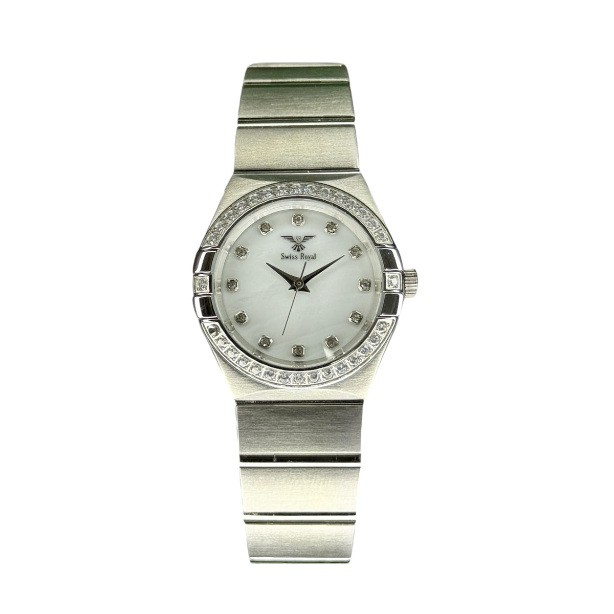 Silver Case With Pearl White Dial (Crystal Bezel)