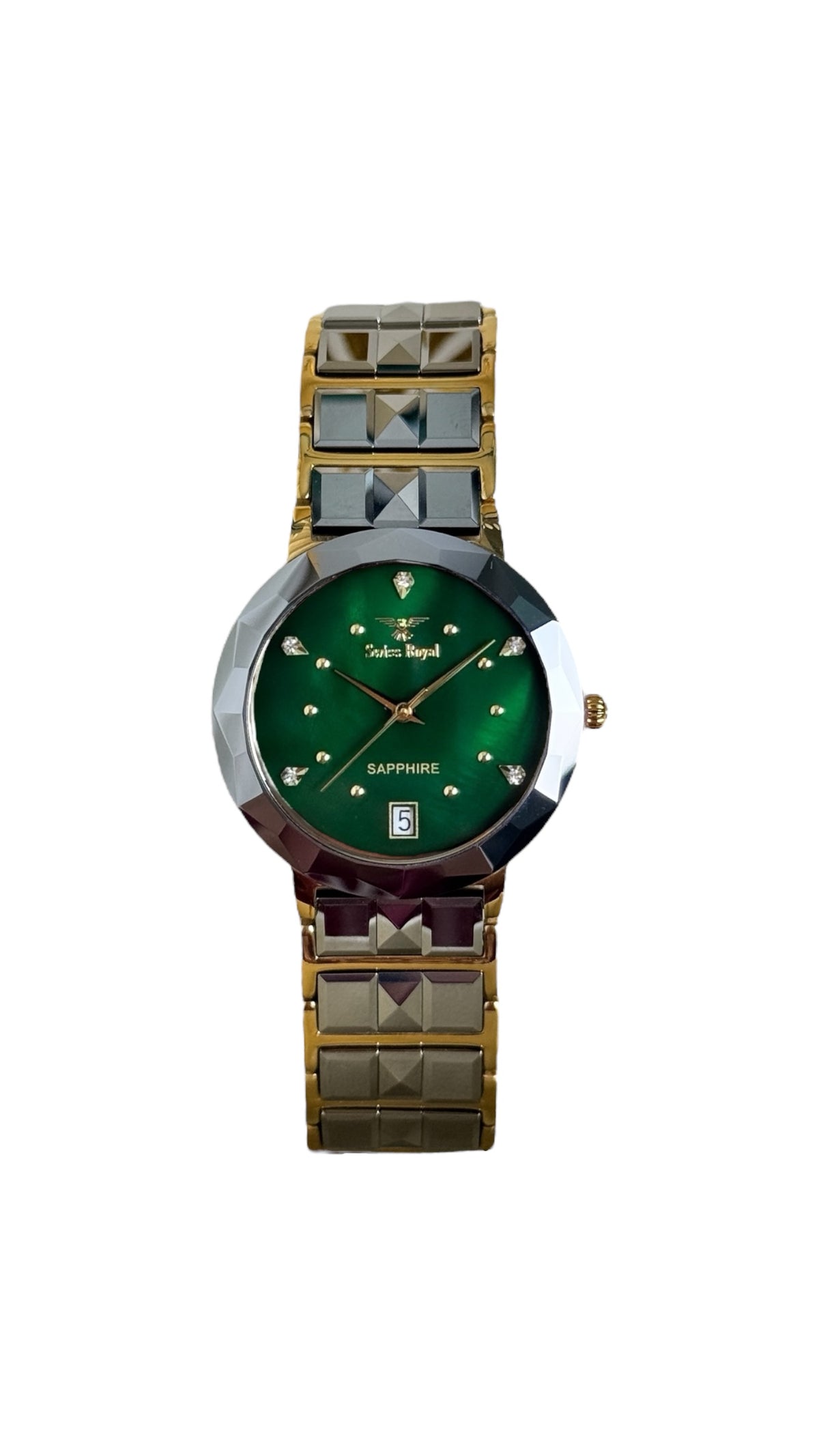 Ceramic - Silver Gold Case With Green Dial
