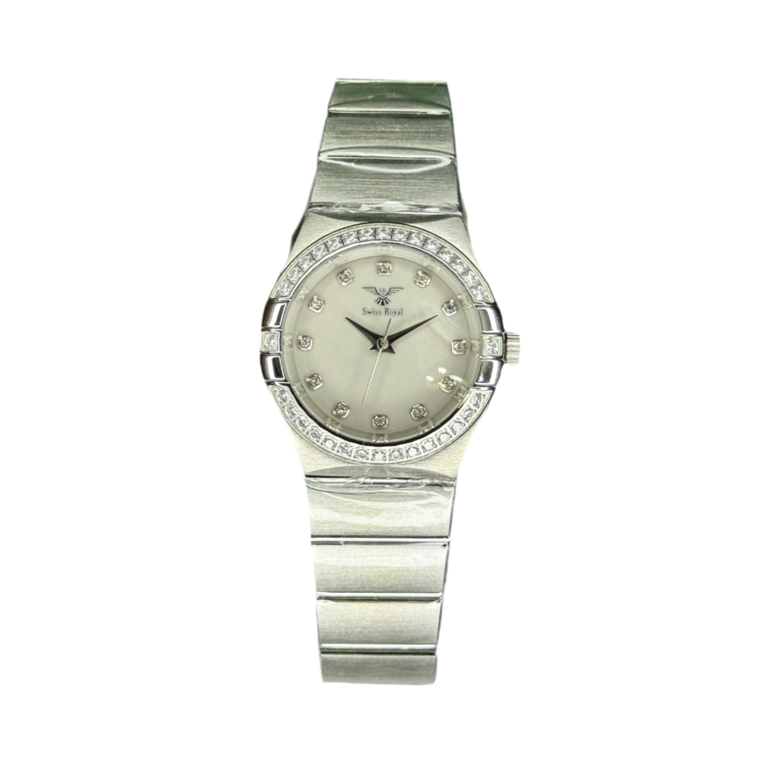 Silver Case With Pearl Grey Dial (Crystal Bezel)