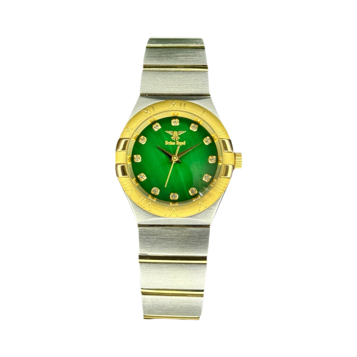 Silver Gold Case With Pearl Green Dial