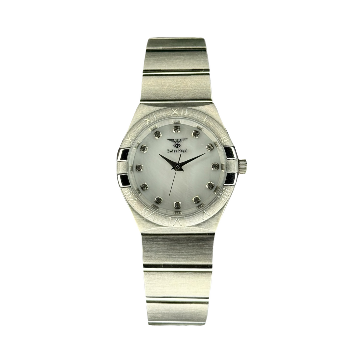 Silver Case With White Pearl Dial