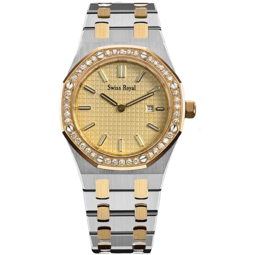 Signature - Silver Gold Case With Gold Dial (Crystal Bezel)