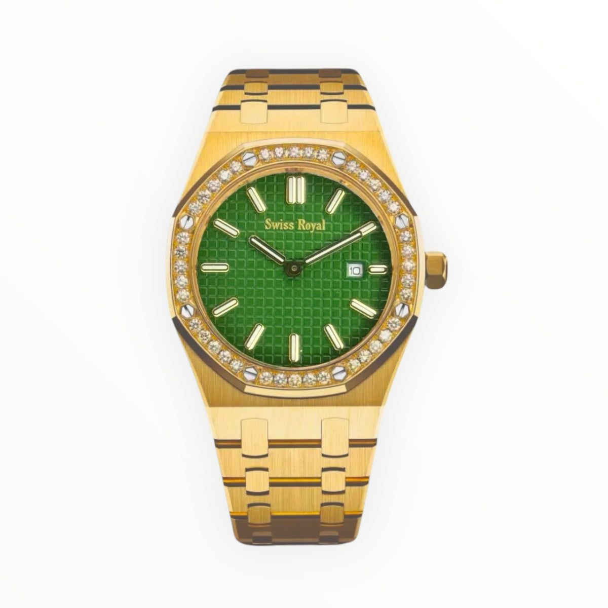 Gold Case With Green Dial (Crystal Bezel)