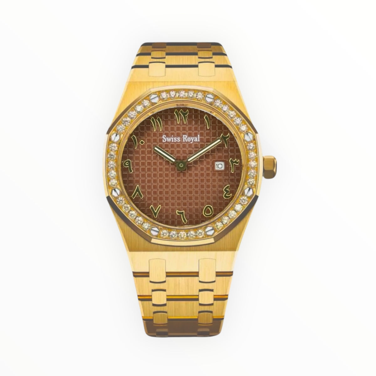 Gold Case With Brown Arabic Dial (Crystal Bezel