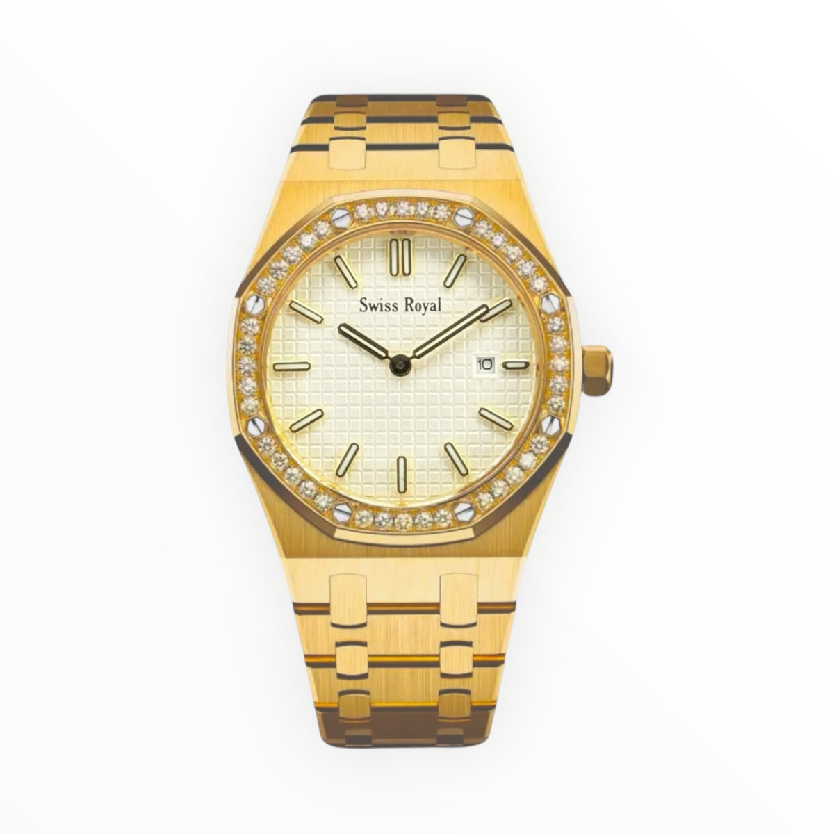 Gold Case With White Dial (Crystal Bezel)