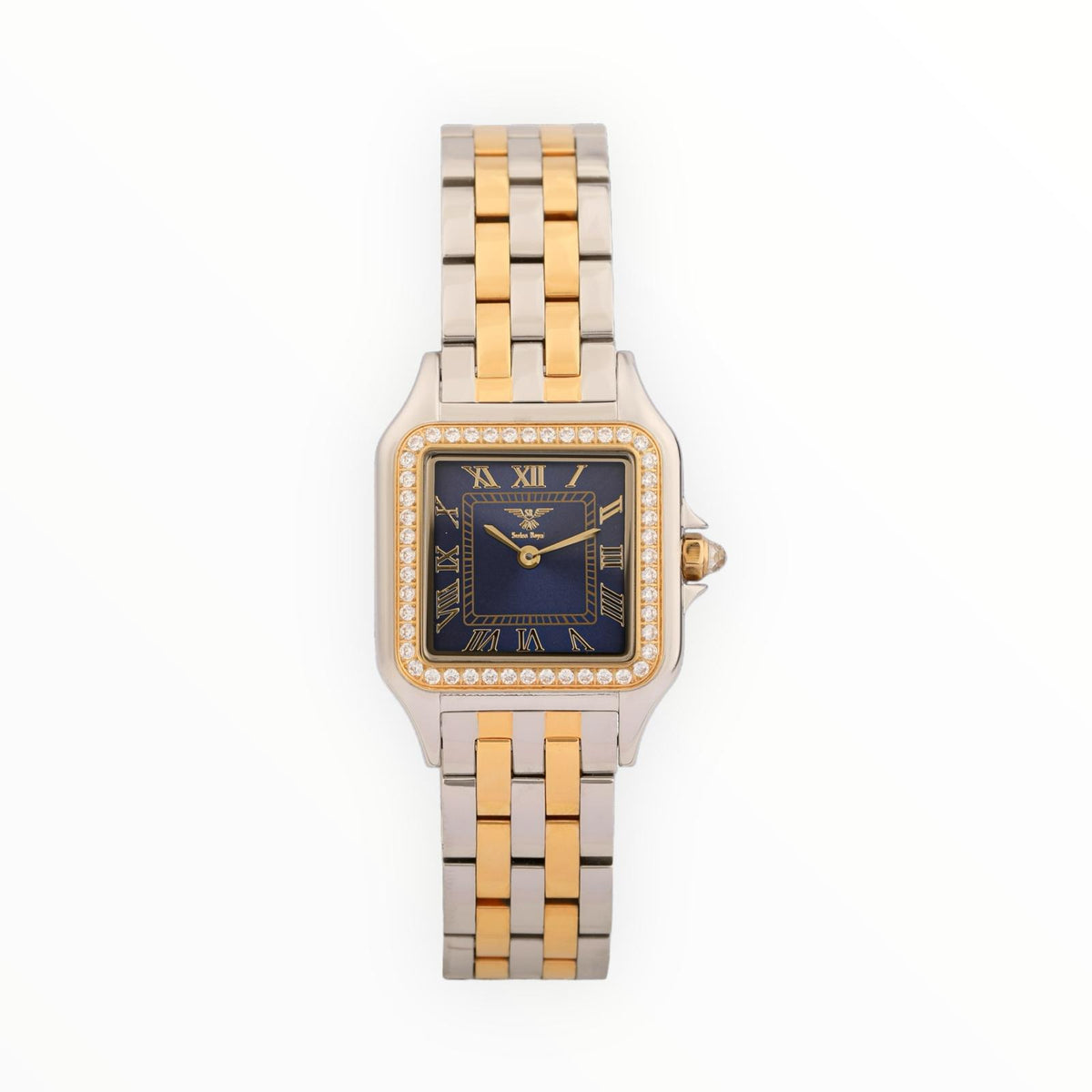 Silver Gold Case with Navy Blue Dial (Crystal Bezel)