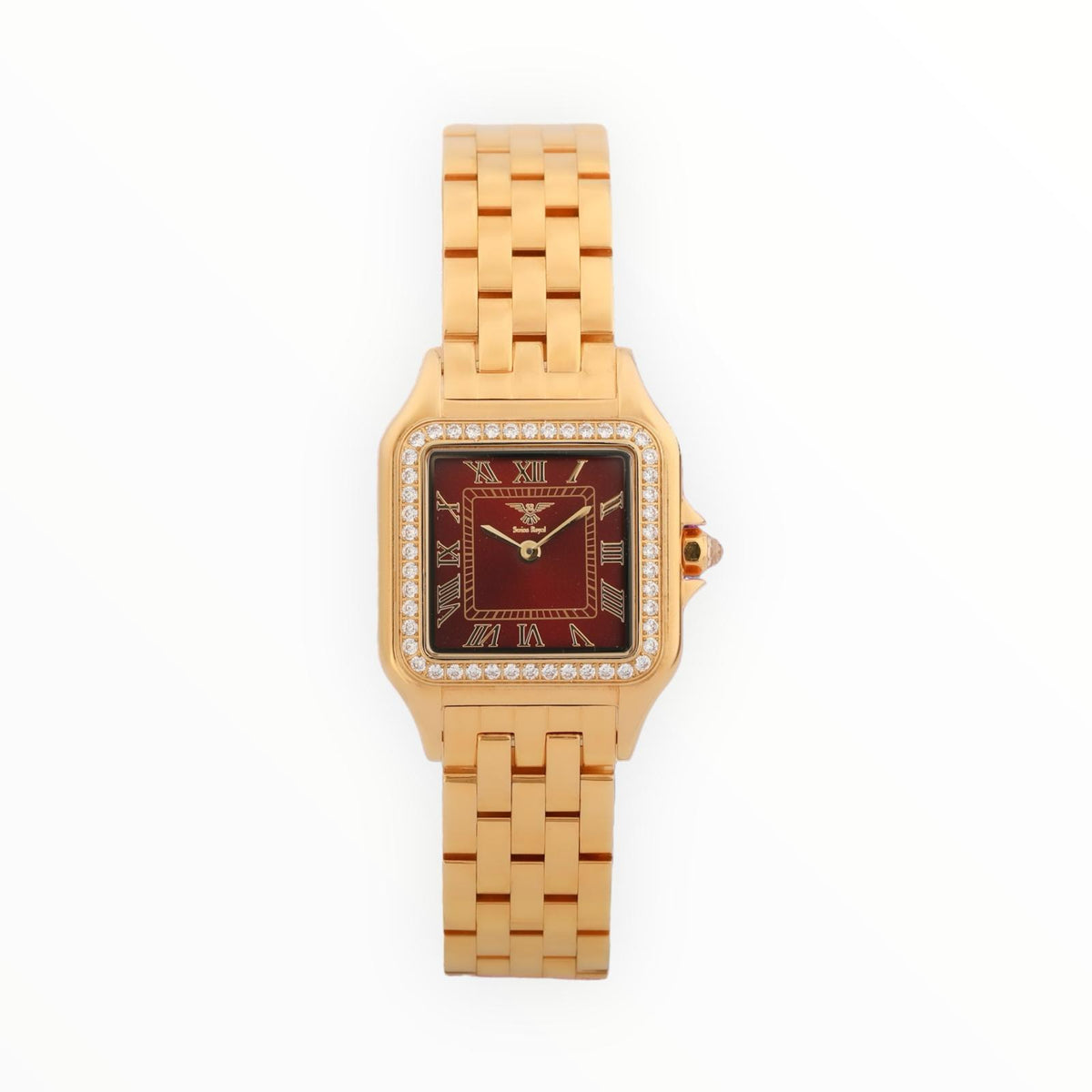 Gold Case with Burgundy Dial (Crystal Bezel)