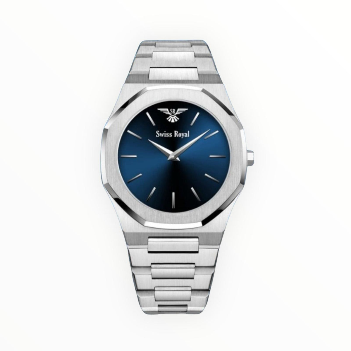 Sliver Case with Navy Blue Dial