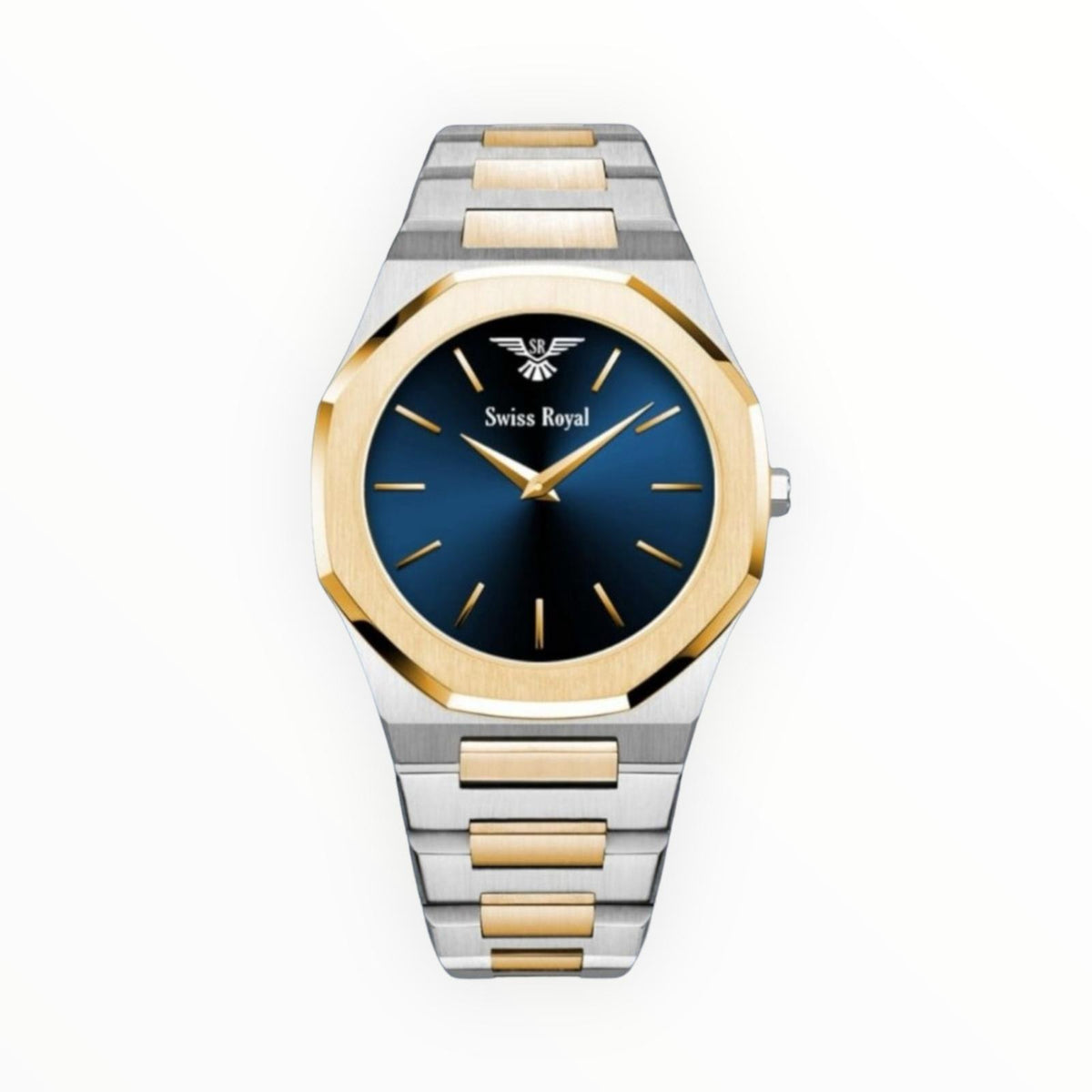 Silver Gold Case with Navy Blue Dial