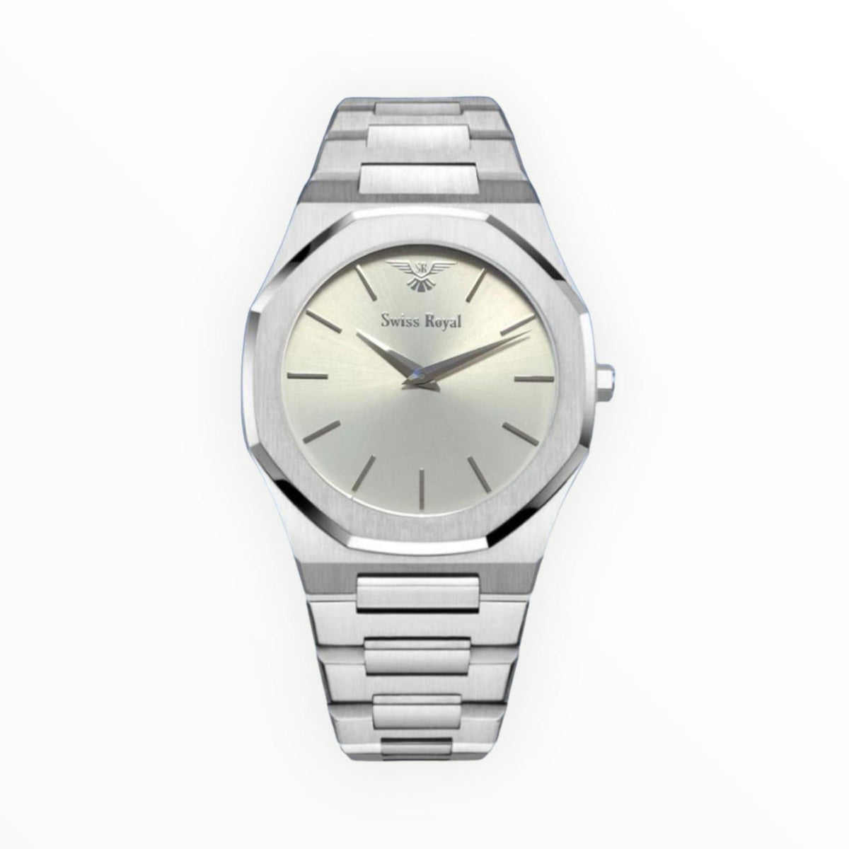 Sliver Case with White Dial