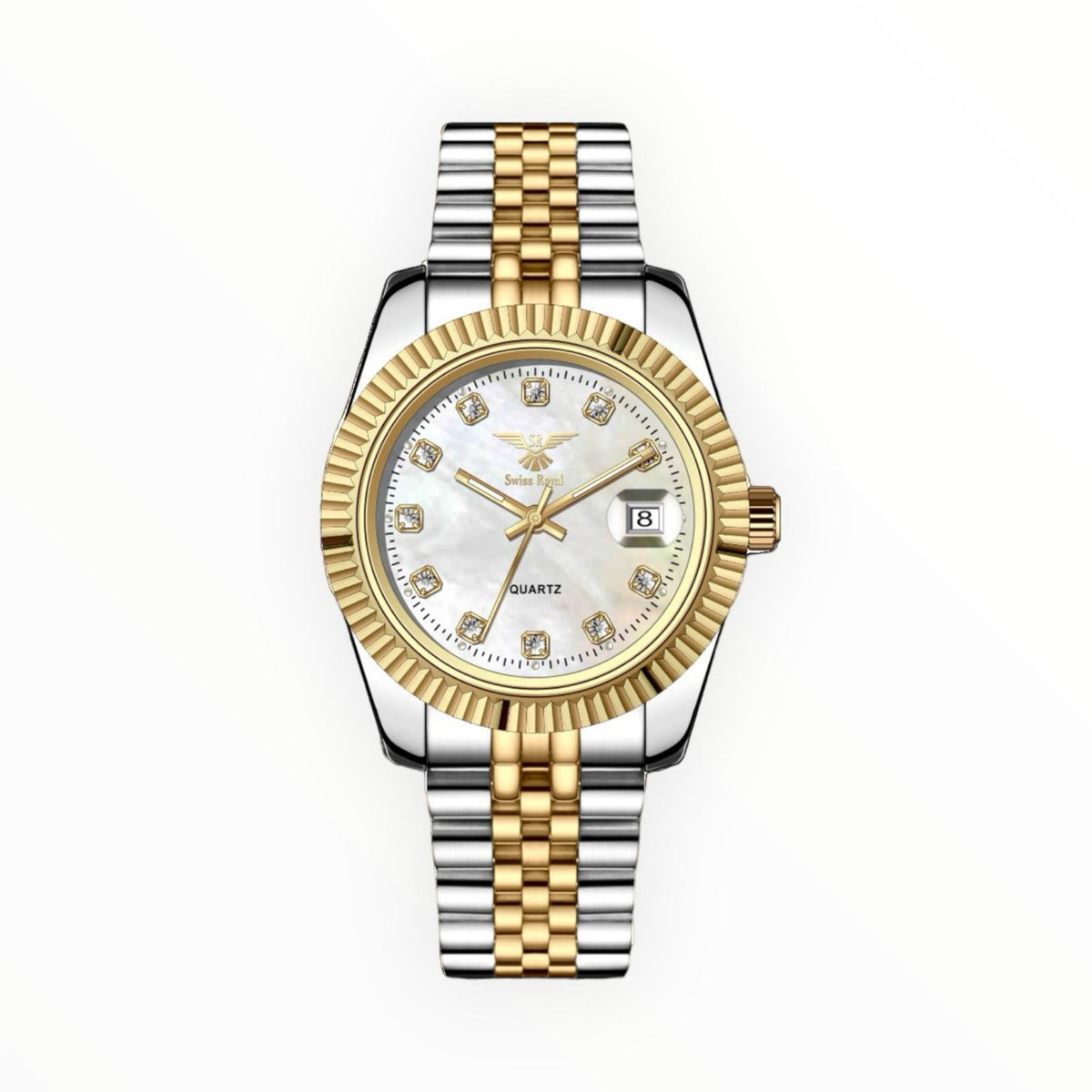 Sliver Gold Case With Pearl White Dial Women