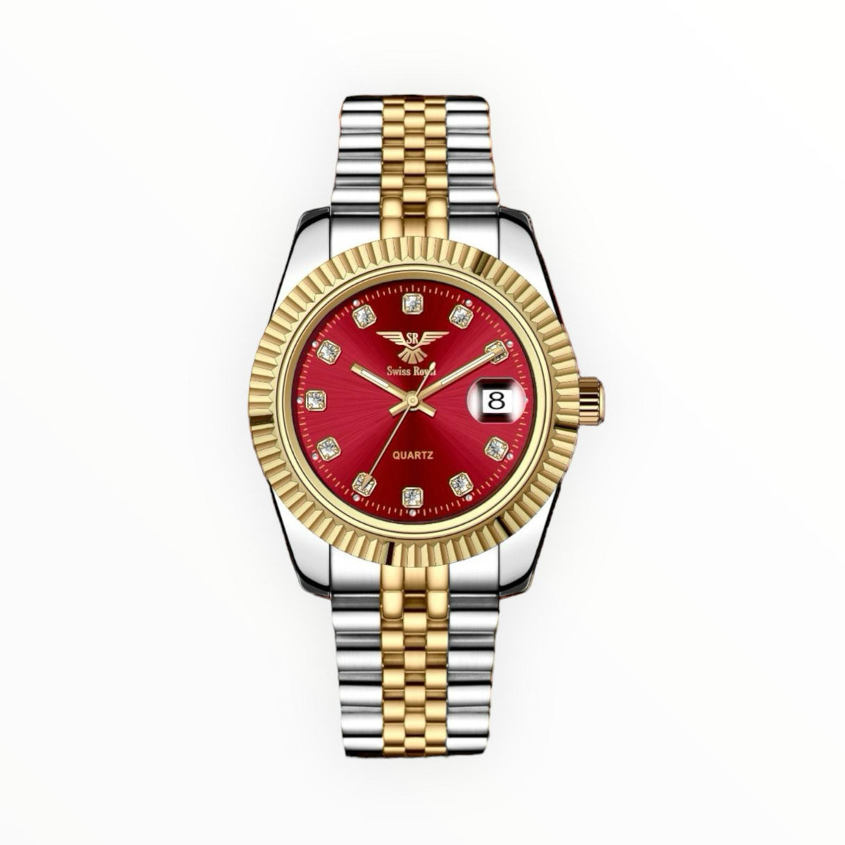 Sliver Gold Case With Red Velvet Dial Women