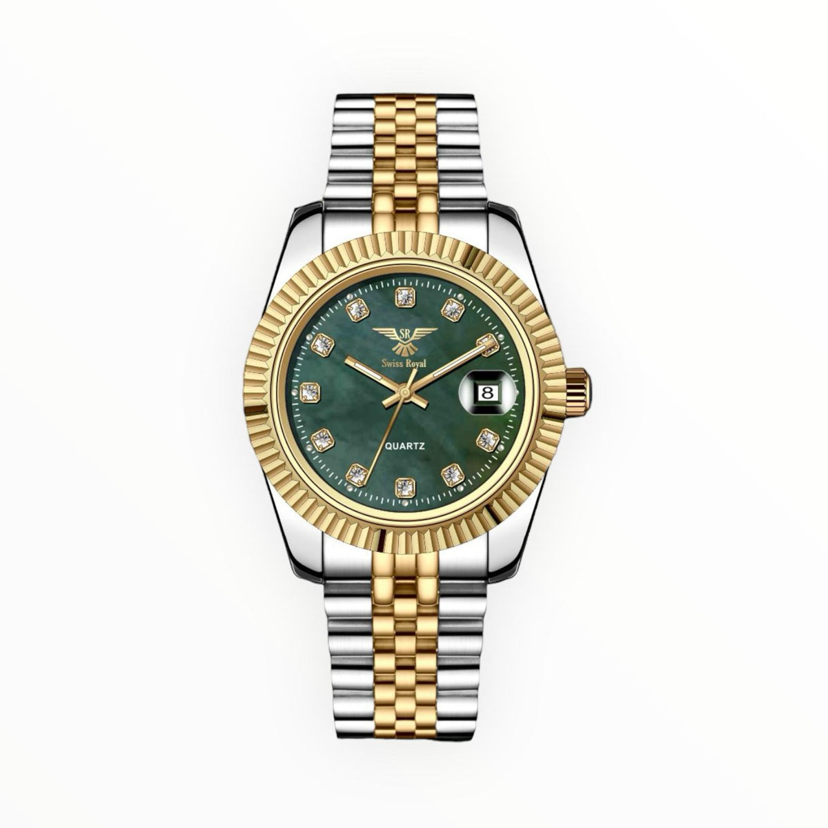 Sliver Gold Case With Green Dial Women