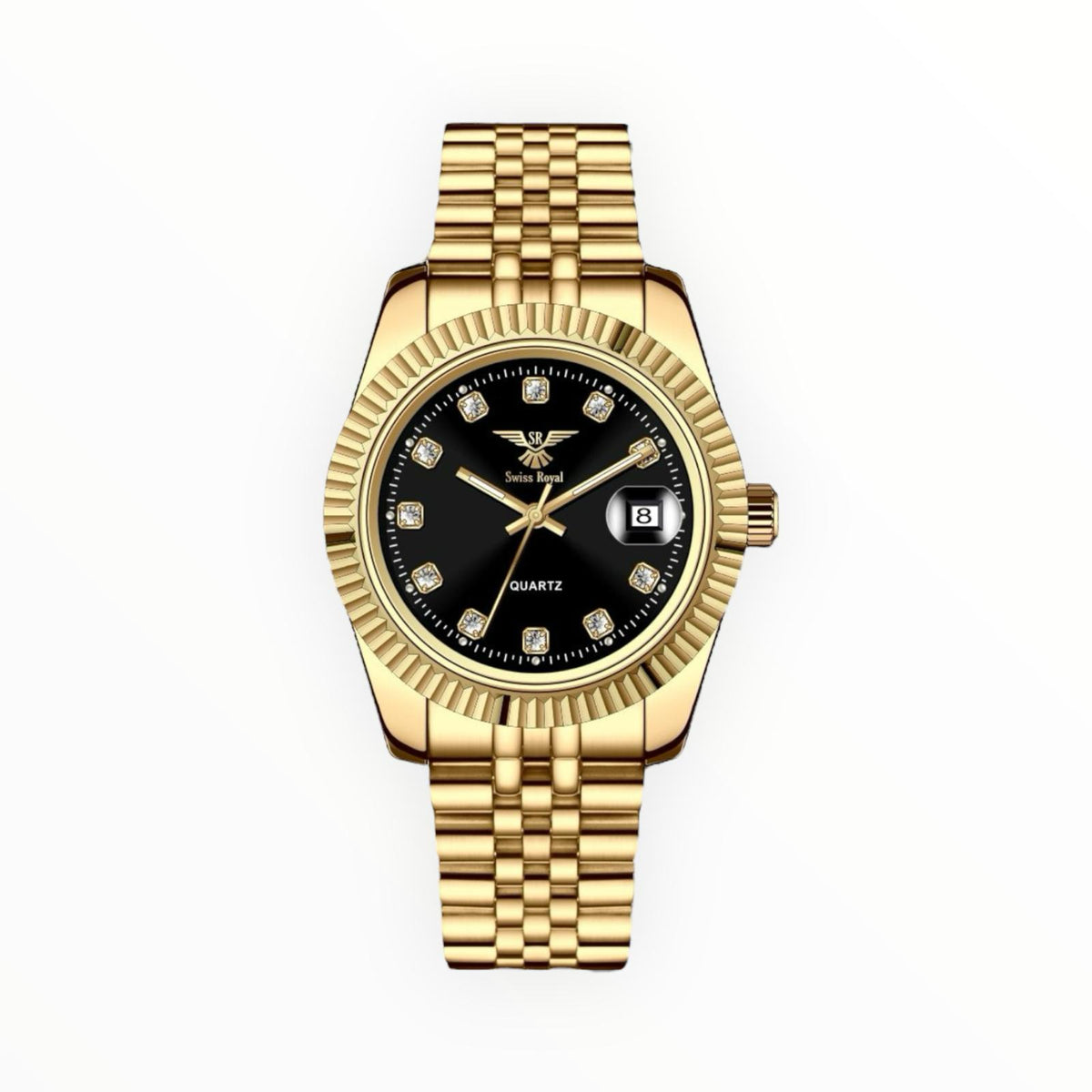 Gold Case With Black Dial Women