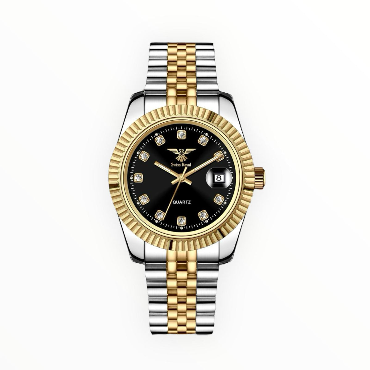 Sliver Gold Case With Black Dial Women