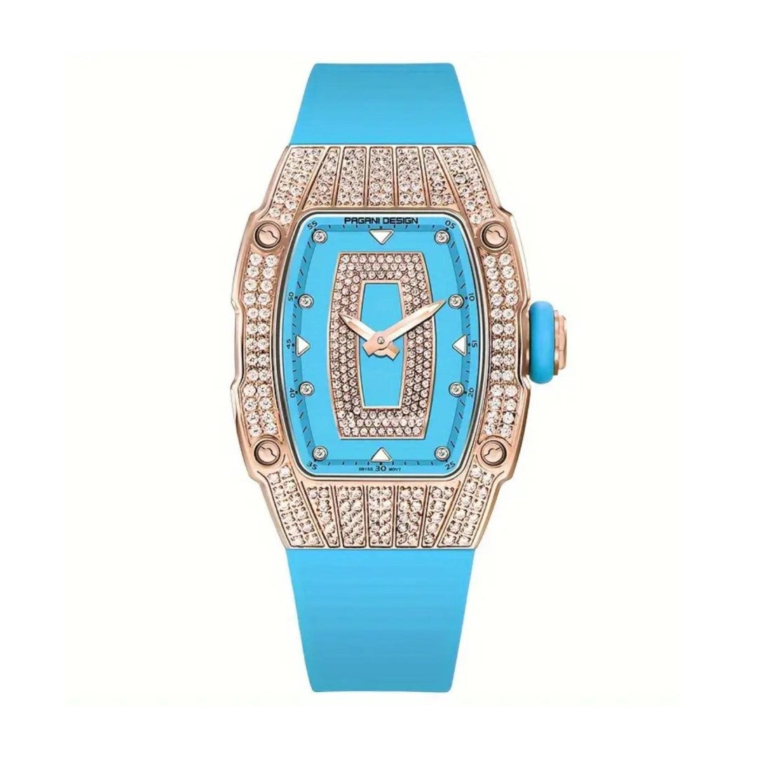 Golden Blue Women Watch