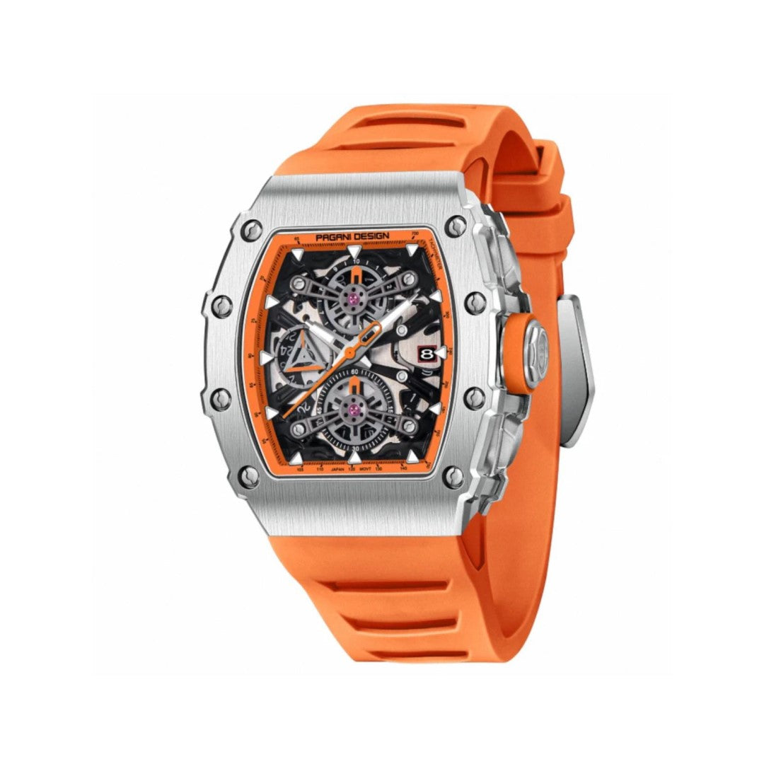 Silver Orange Men Watch