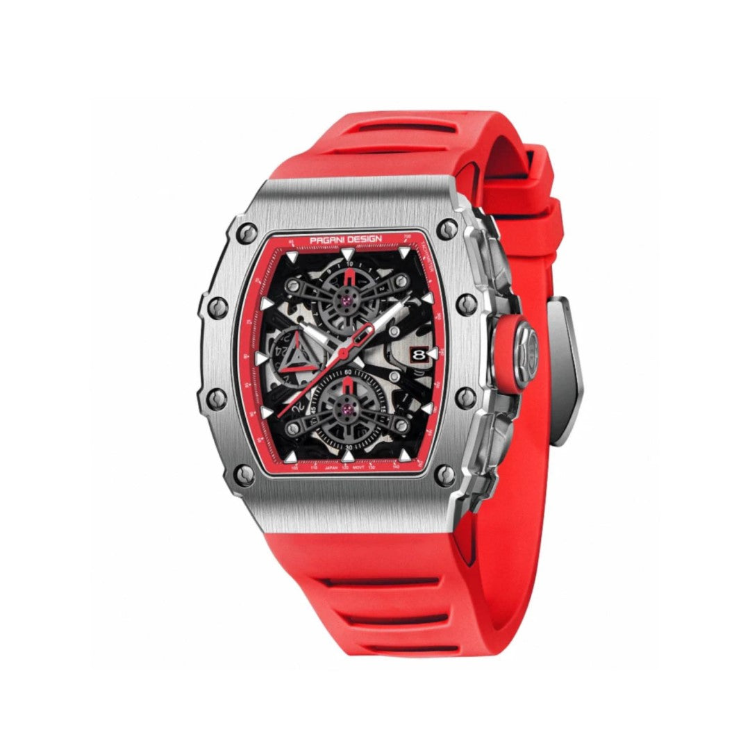 Silver Red Men Watch