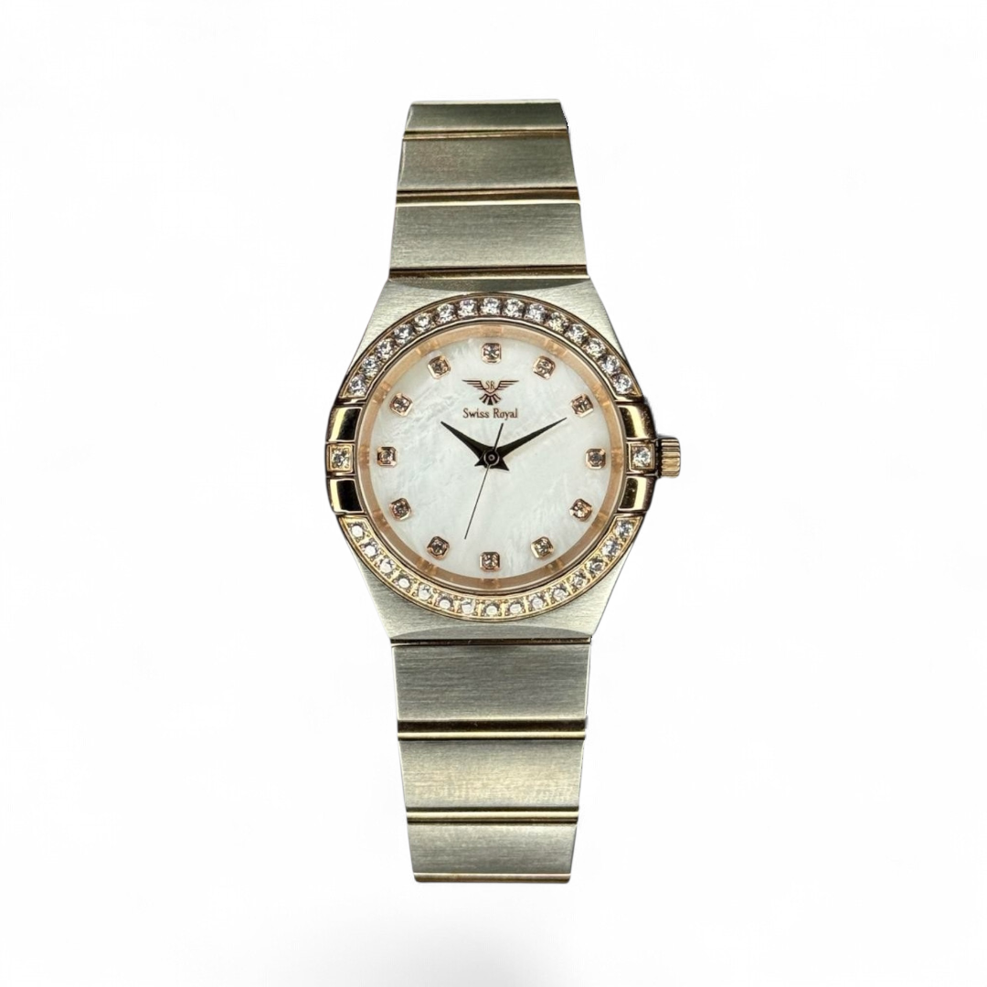 Galaxy - Silver Rose Gold Case with Pearl White Dial